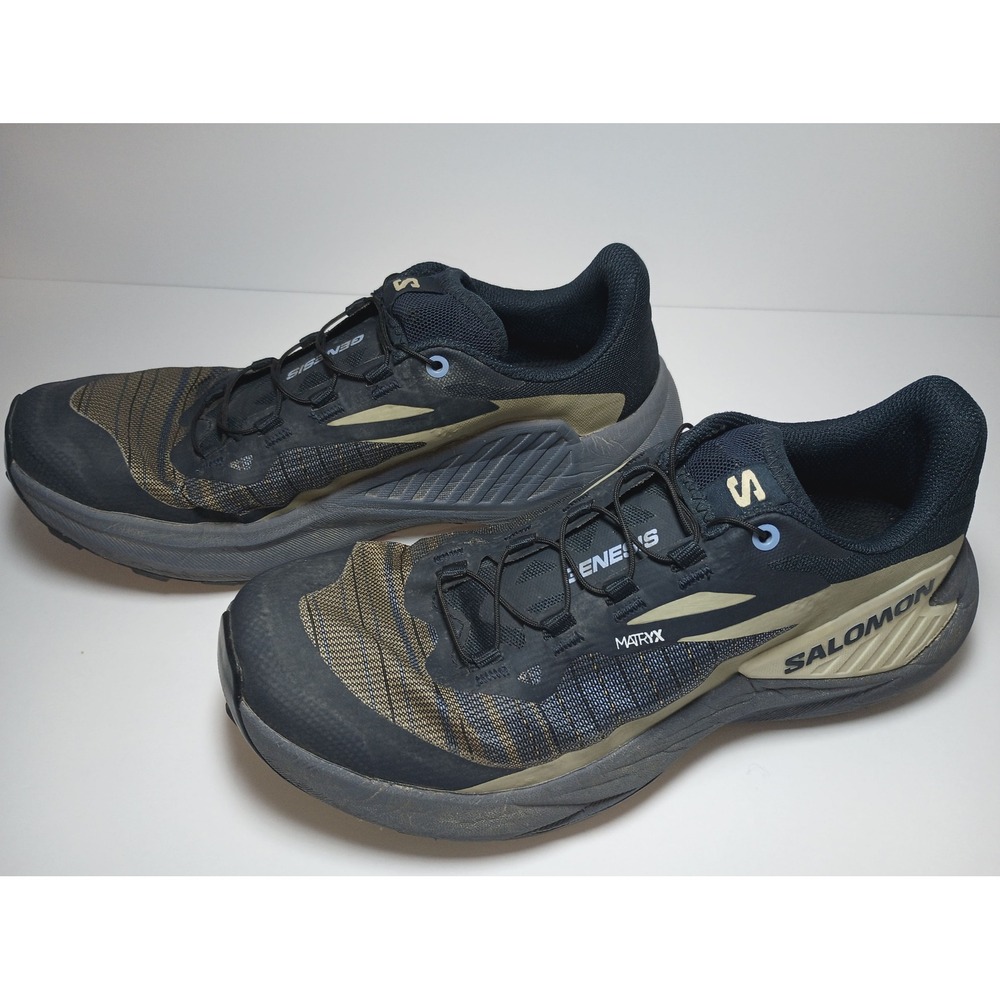 Salomon Genesis Trail Running Shoes Black Olive Matryx 474432 Womens 7.5 - Picture 2 of 6